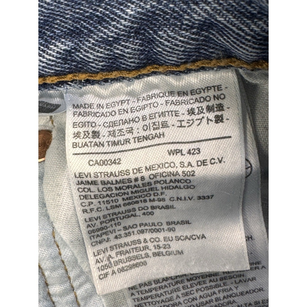 Levis 501 Jeans Mens 38x32 Blue Distressed‎ Denim Straight Leg Button Fly - Picture 9 of 11